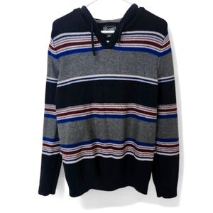 Retrofit Striped drawstring hoodie sweater‎ multicolor cotton blend men medium